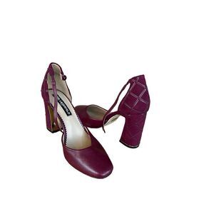Karl Lagerfeld Womens Purple Currant Leather Gracy D' Orsay Pump Size 7.5